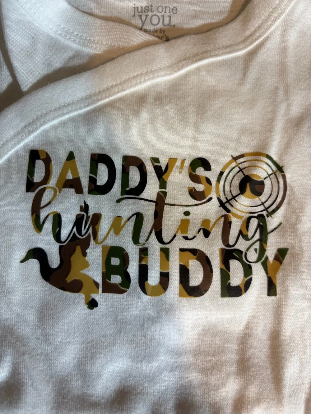 Carter's White Short-Sleeve 'Daddy's Hunting Buddy' Baby One-Piece